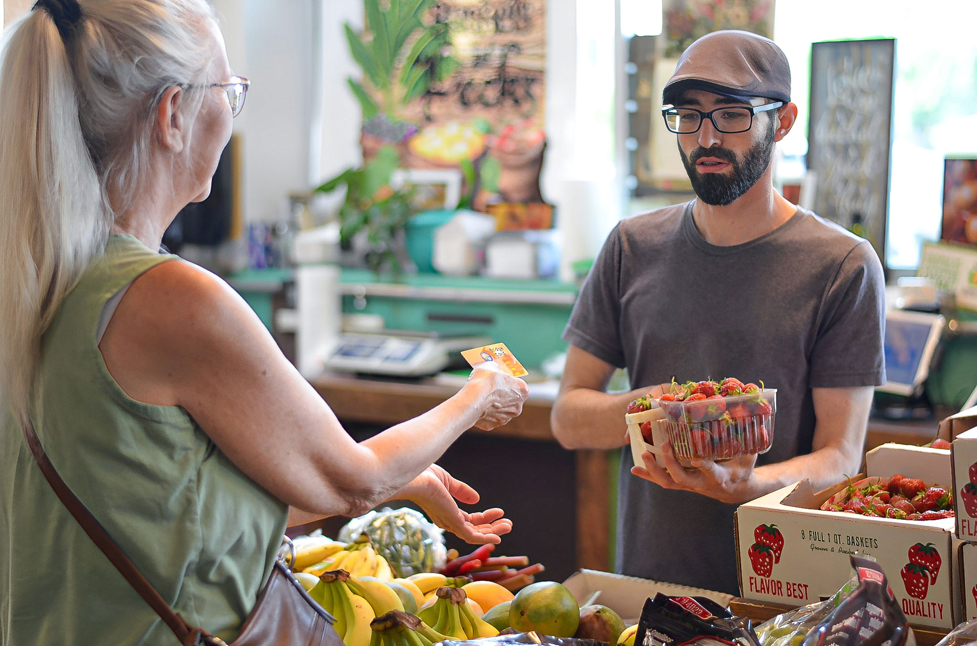 Farmers’ market vendor accepting SNAP EBT payment