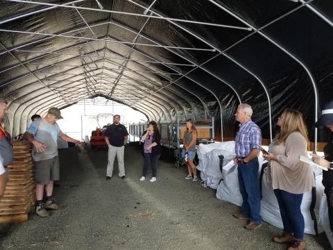 People inside a large tent